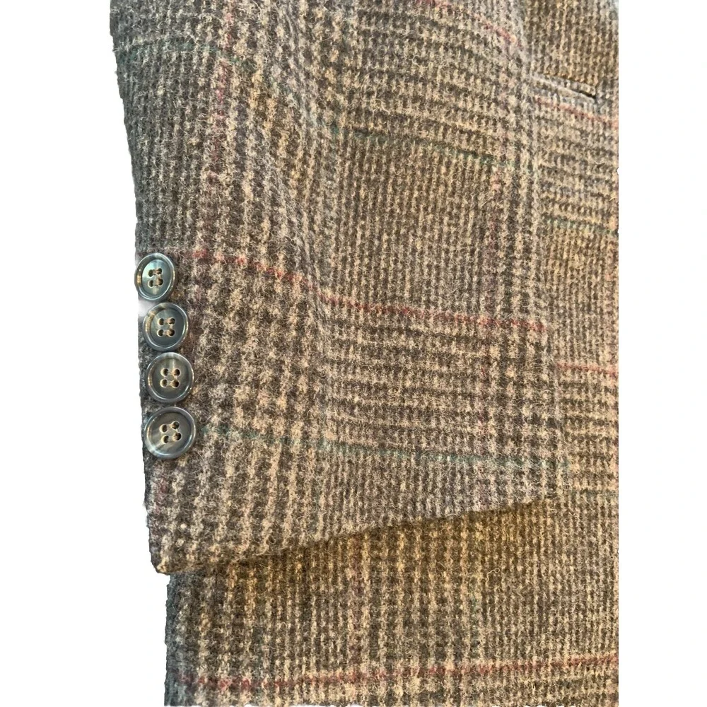 Wool Sport Coat 44 Glen Plaid Gray John Alexander Sleeve 25